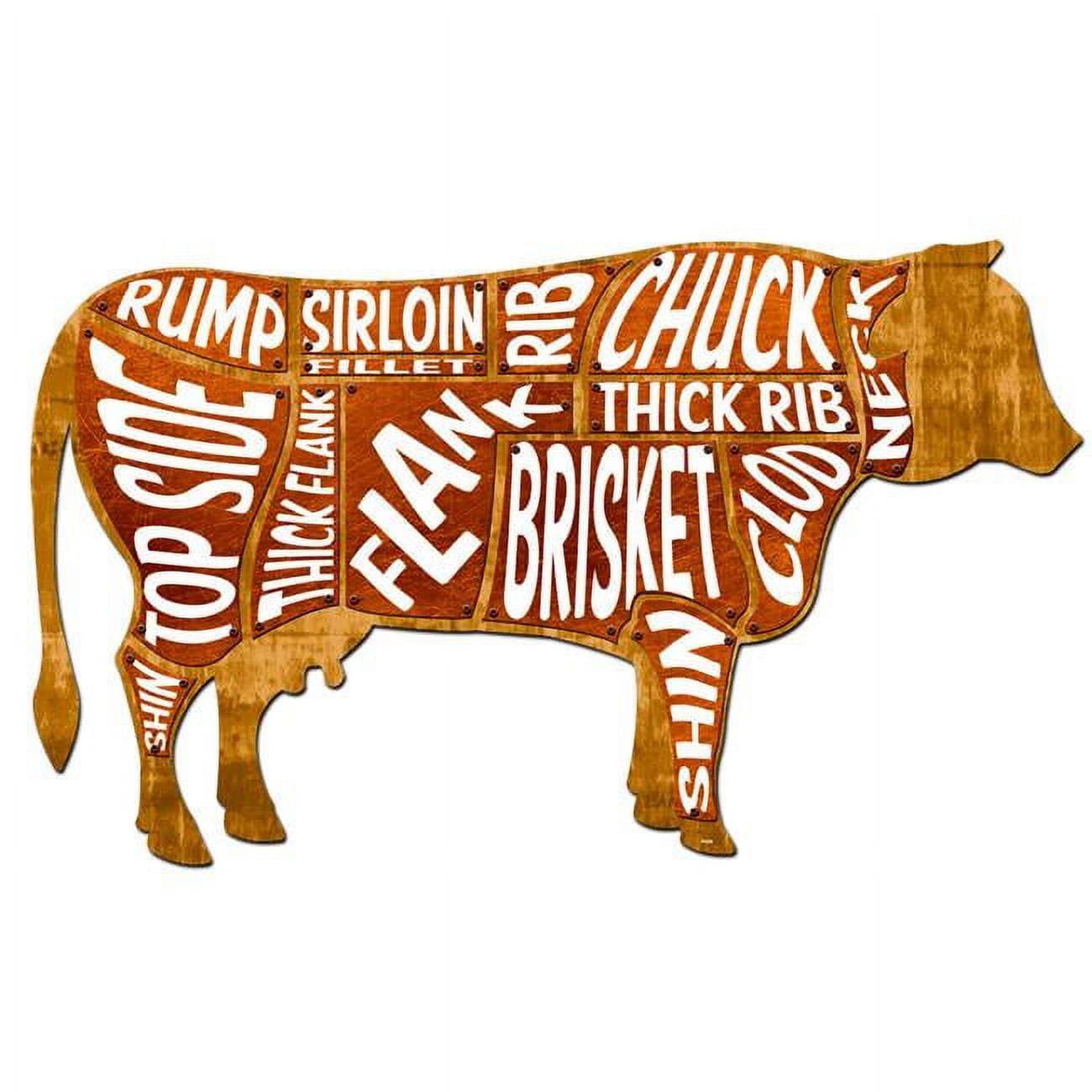 Past Time Signs PS430 32 x 18 in. Cow Meat Chart Plasma Metal Sign ...