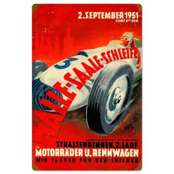 Past Time Signs PTS028 Halle Saale Racetrack Automotive Vintage Metal Sign