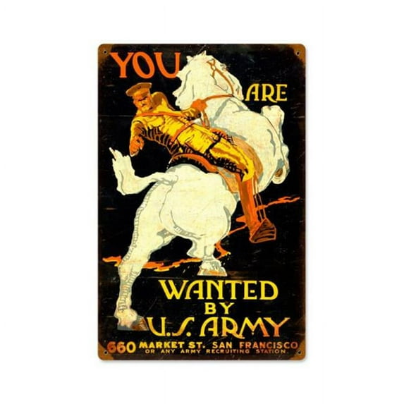 Past Time Signs PTS392 Wthorse Usarmy Allied Military Vintage Metal Sign