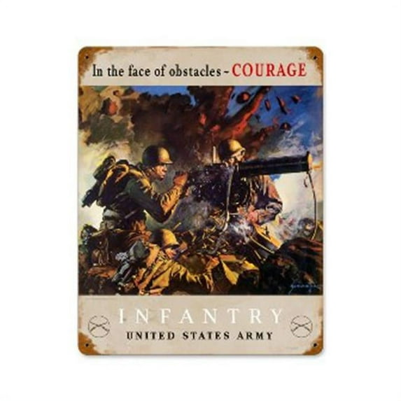 Past Time Signs PTS423 Infantry Courage Allied Military Vintage Metal Sign