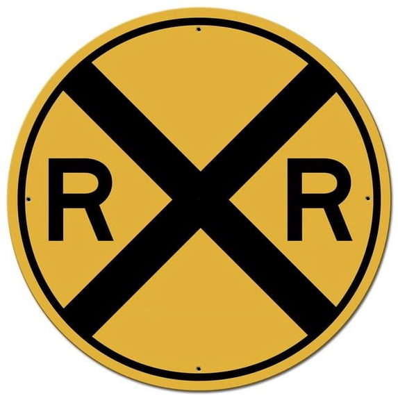 Past Time Signs PTSB543 28 x 28 in. Railroad Crossing Vintage Metal Sign