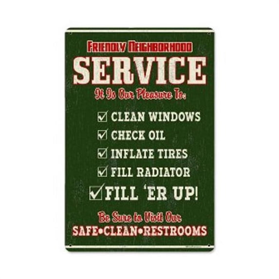 Past Time Signs RPC035 Friendly Service Automotive Metal Sign