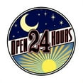 thumbnail image 1 of Past Time Signs RPC137 Open 24 Hours Round Metal Sign, 1 of 1