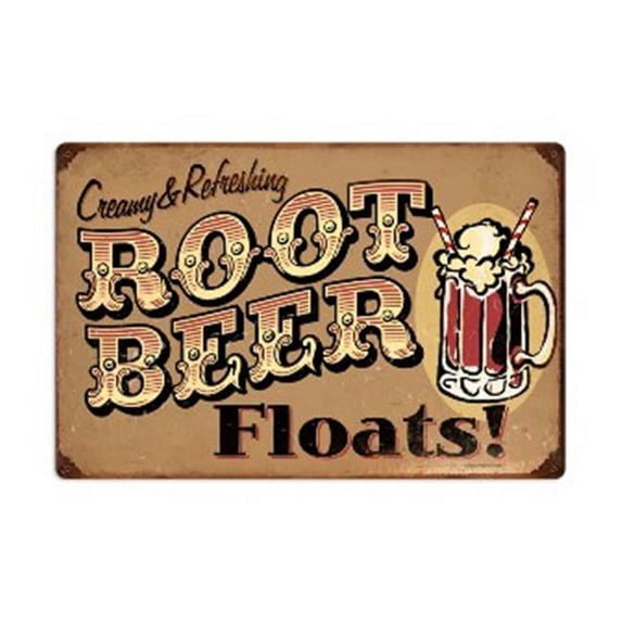 Past Time Signs RPC173 Root Beer Floats Food And Drink Vintage Metal Sign- 24 W X 16 H In.