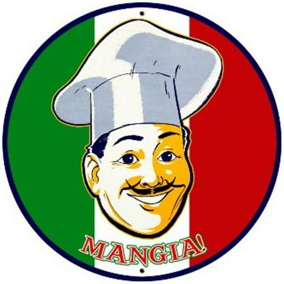 Past Time Signs RPC204 Mangia Food And Drink Round Metal Sign