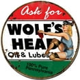 thumbnail image 1 of Past Time Signs SM374 Steve McDonald Wolfs Head Gasoline Round Metal Sign - 30 x 30 in., 1 of 1