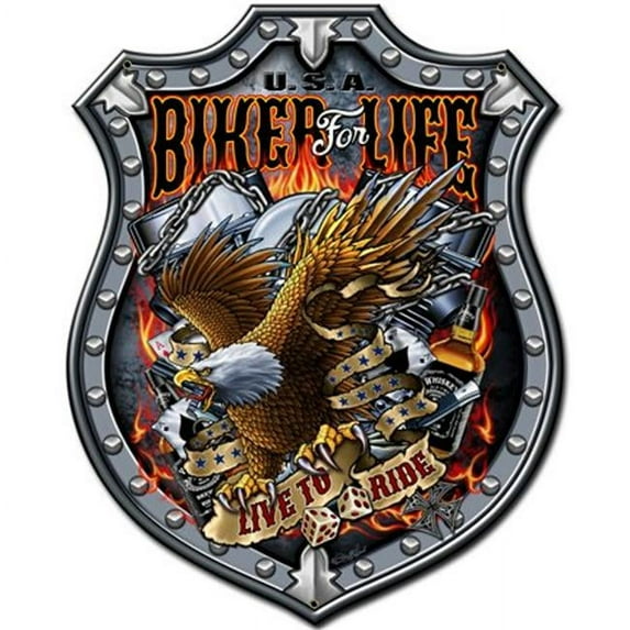 Past Time Signs SM386 Steve McDonald Bikers for Life Metal Sign - 18 x 24 in.