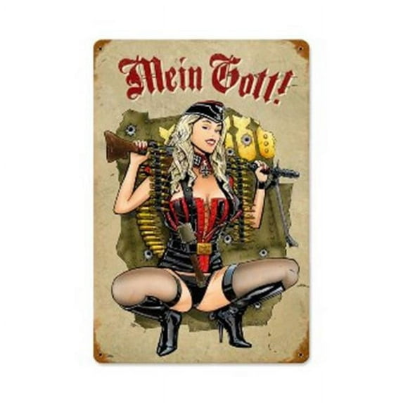 Past Time Signs SPI002 Gunner Girl Axis Military Vintage Metal Sign
