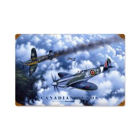Past Time Signs STK099 Canadian Heroes Aviation Vintage Metal Sign- 12 W X 18 H in.