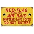 thumbnail image 1 of Past Time Signs V046 Red Flag Air Raid Allied Military Vintage Metal Sign, 1 of 1