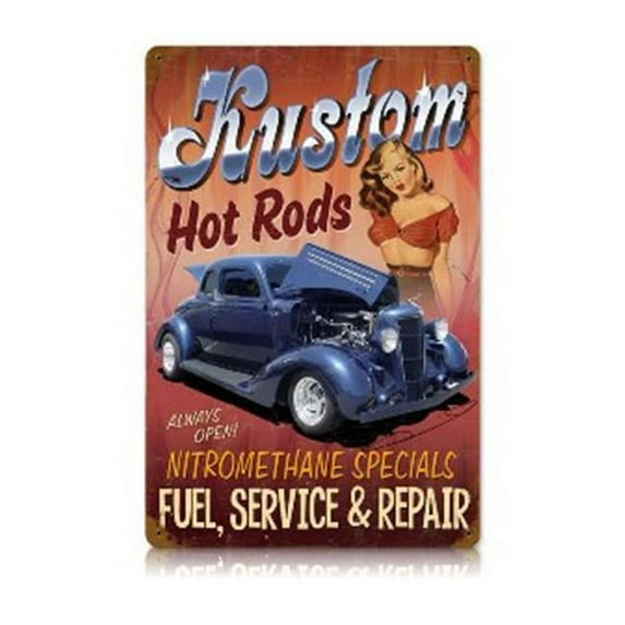 Past Time Signs V619 Kustom Hot Rods Automotive Vintage Metal Sign