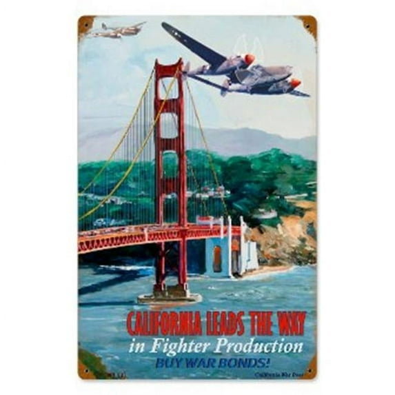 Past Time Signs VG010 California Leads Aviation Vintage Metal Sign