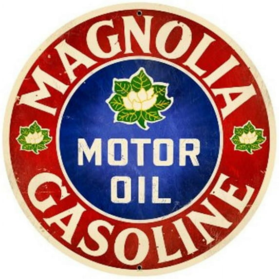 Past Time Signs VXL092 Magnolia Motor Oil Automotive Round Metal Sign