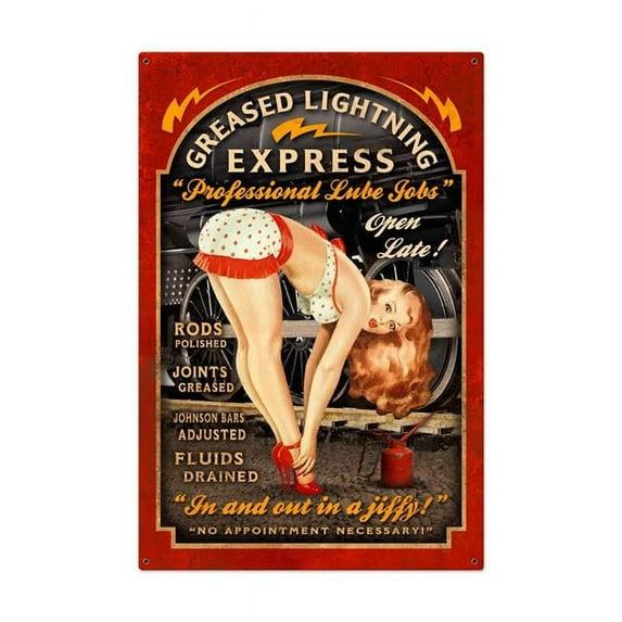 Past Time Signs VXL123 24 x 36 in. Greased Lightning Metal Sign