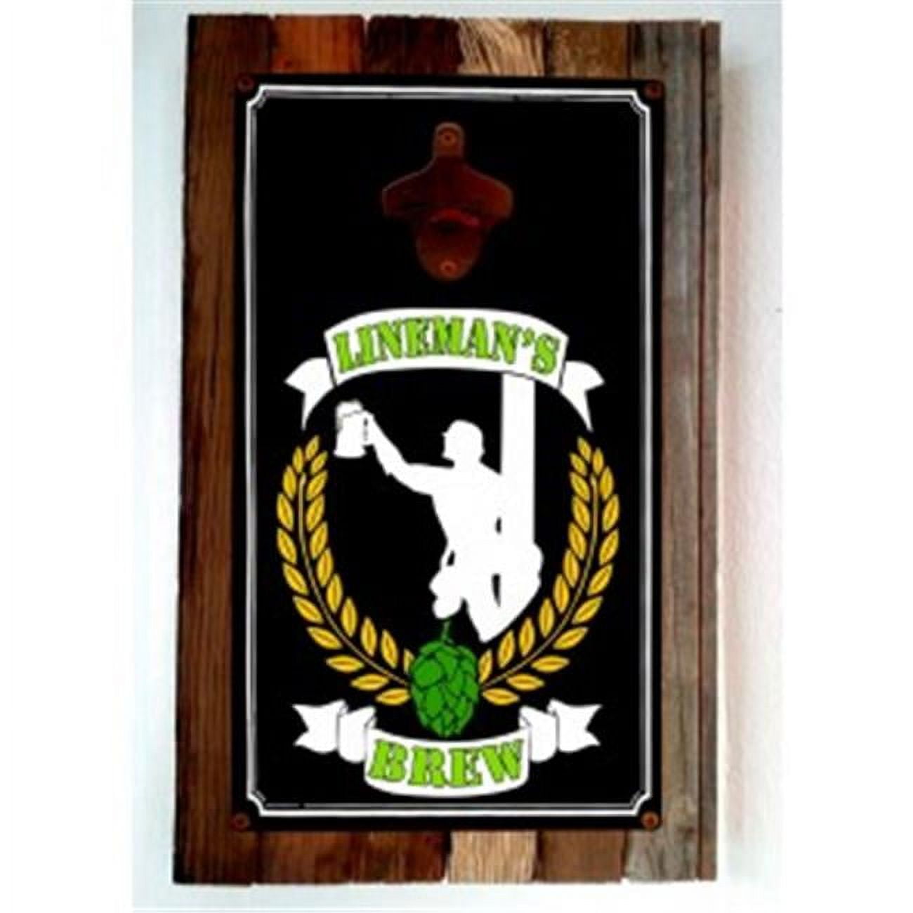 Past Time Signs WFD018 10 x 16 in. Lineman Brew Black Bottle Opener