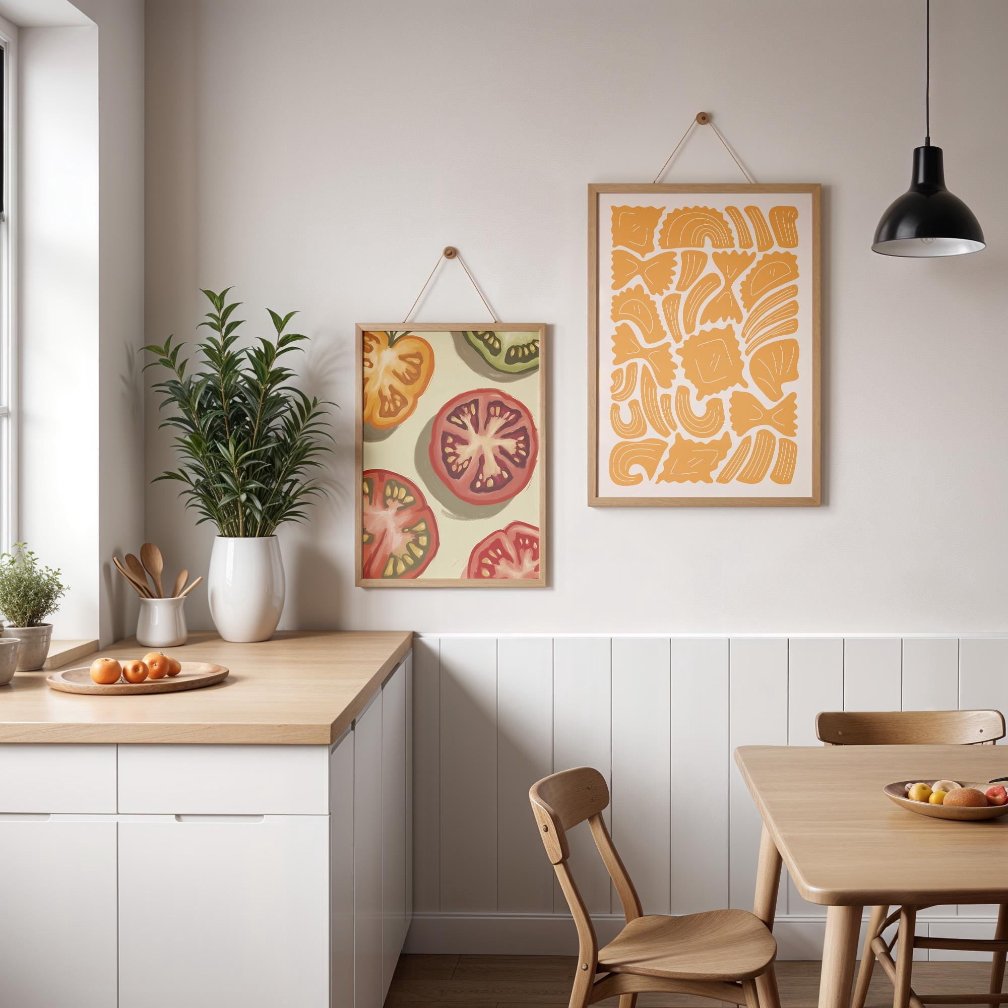 Pasta And Tomatoes Prints Pasta Noodle Italian Kitchen Wall Art ...