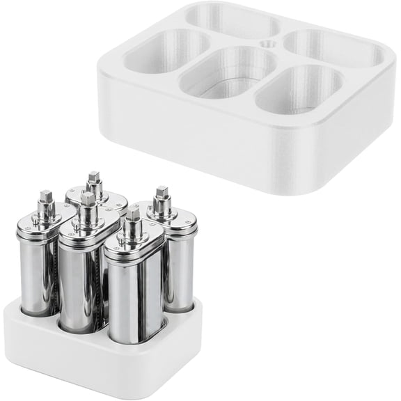 Pasta Attachment Holder Stand compatible with KitchenAid KSMPDX, 5 Slot Stand Mixer Attachment Organizer with Cleaning Brush Slot, Space Saving Storage for Pasta Roller & Cutters (White)