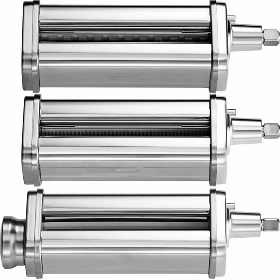 Pasta Attachment for KitchenAid, Stainless Steel Pasta Maker Set - Spaghetti & Fettuccine Cutters, 8 Thickness Settings, Pasta Roller for KitchenAid Mixer