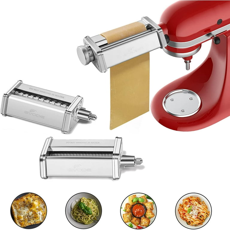 Pasta Attachment for KitchenAid Stand Mixer Included Pasta Sheet Roller,  Spaghetti Cutter and Fettuccine Cutter Pasta Maker Stainless Steel  Accessories 3Pcs by Gvode 