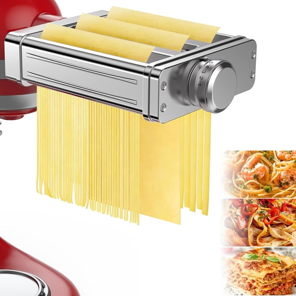 Pasta Attachment for KitchenAid Stand Mixer,3 in 1 Pasta Maker,All Stainless Steel,Included Pasta Roller, Spaghetti and Fettuccine Cutter Accessories
