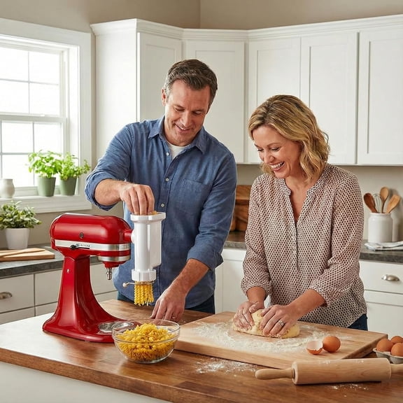 Pasta Attachment for  Stand Mixer with 5 Plates - Spaghetti, Bucatini, Fusilli, Macaroni Maker Accessory