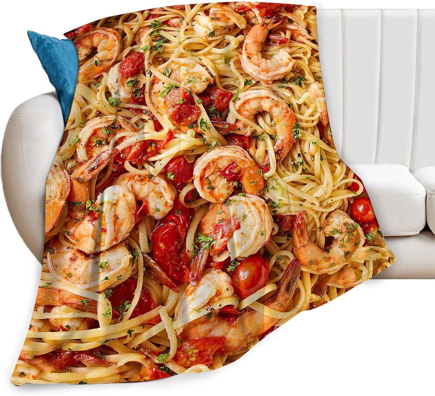 Pasta Blanket Tomato Spaghetti Blankets for Women men Funny Noodle Fleece Cozy Throws Warm Soft Fuzzy Plush Food Print Blanket for Sofa Bed Gifts for Pasta Lovers Users Men Women 60"x50"