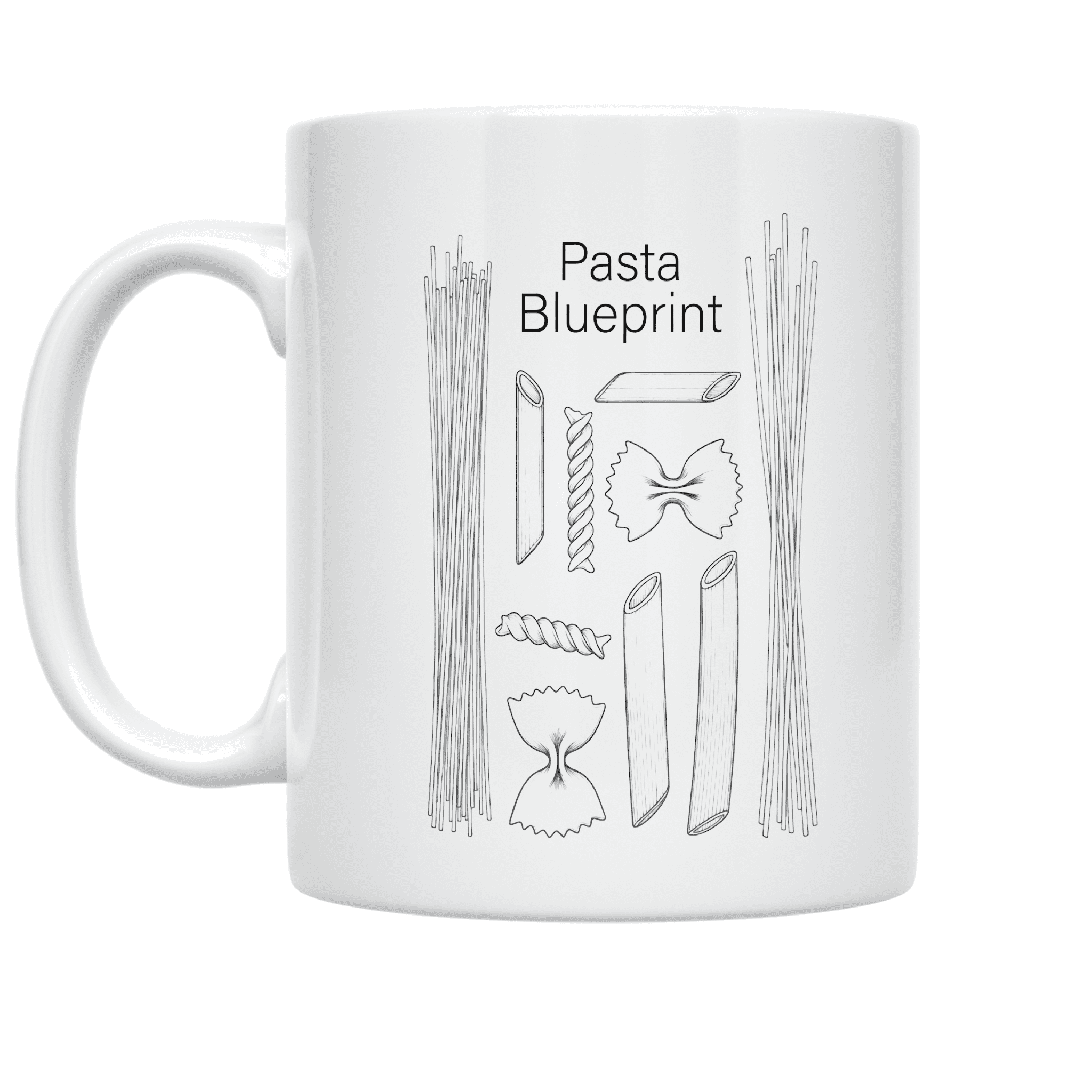 Pasta Blueprint Artwork - Culinary Enthusiast - 11 oz Ceramic Coffee ...