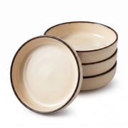 Onader Pasta Bowls Set of 4, 35oz Large Pasta Bowls for Serving, Wide Bowl Plates for Kitchen, Double Reactive Glaze, Microwave and Dishwasher Safe - Sandy Beige