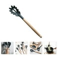 thumbnail image 1 of Silicone Pasta Fork Slotted Spaghetti Server Noodle Spoon Claw Noddle Grabber Serving Ladle with Wood Handle Spaghetti Spoon, 1 of 10