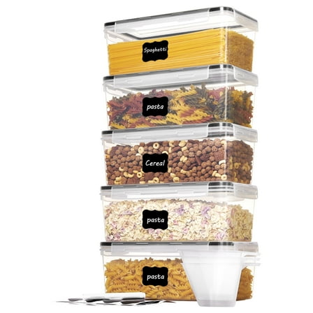 Vtopmart Pasta Containers, Vtopmart 5 PCS Plastic Spaghetti Container for Long Noodles, 3.2L/14 CUP