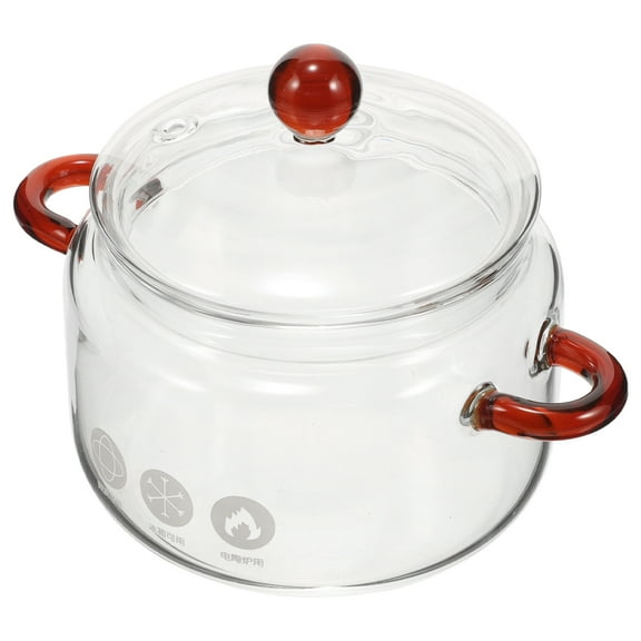 Pasta Cookware Mixing Bowl Glass High Borosilicate Transparent Soup Pot Small Stew Double Ear (double 450ml) Household