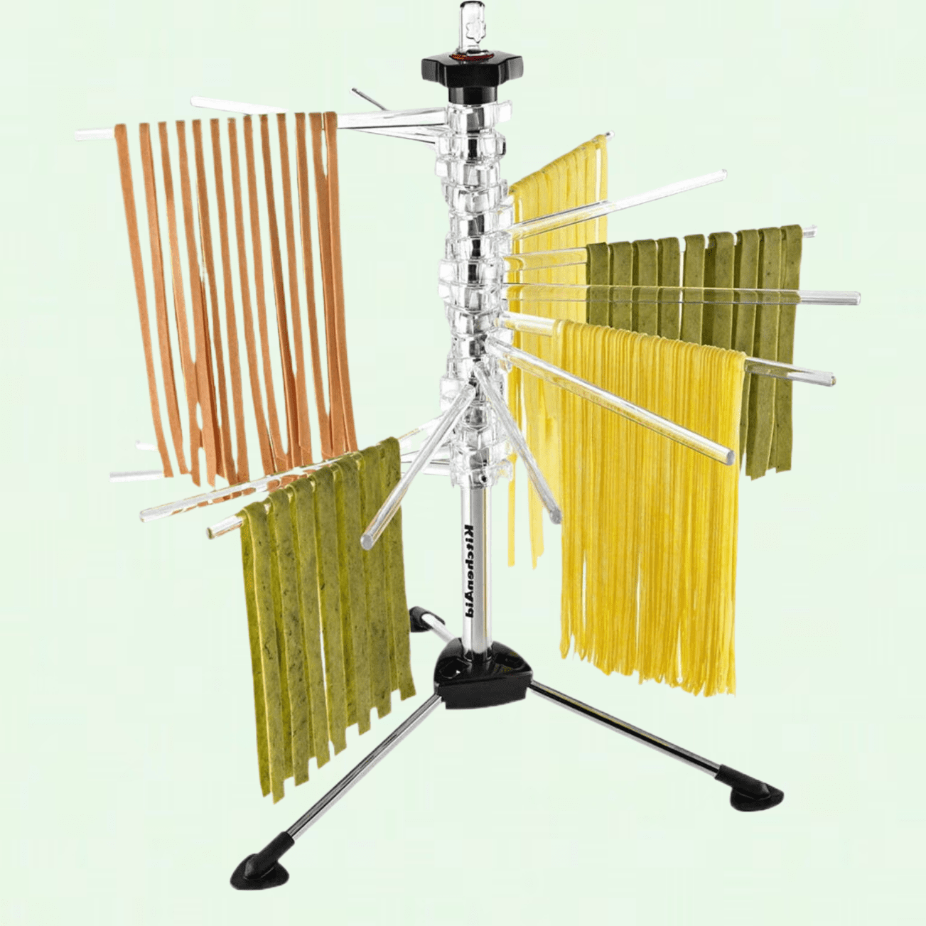 Silver Folding Pasta Drying Rack with Clear Arms
