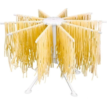 Pasta Drying Rack, Collapsible Pasta Drying Rack, Kitchen Pasta Rack with 10 Bar Handles,Quick Set Up Folding Noodle Dryer,Hanging for Home Kitchen Use, White