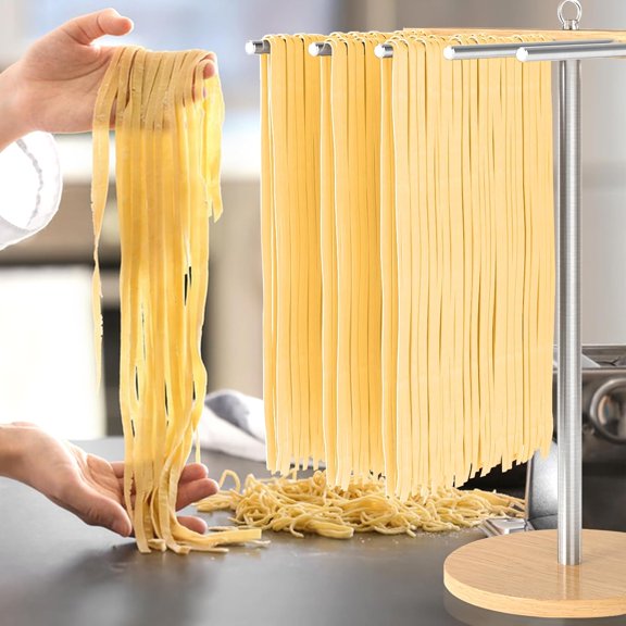 Pasta Drying Rack, Stable and Collapsible for Fresh Spaghetti, Stainless Steel Arms Prevents Sticking, for Homemade Noodles, Tagliatelle, Fettuccine