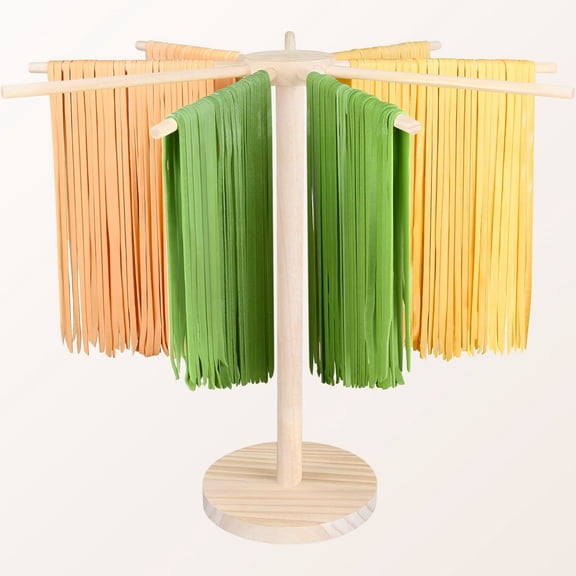 Pasta Drying Rack - Wooden Pasta Dryer Stand for Homemade Fresh Pasta, Spaghetti, Fettuccine, Tagliatelle - Detachable Natural Wood Noodle Rack, Space Saving & Sturdy Design
