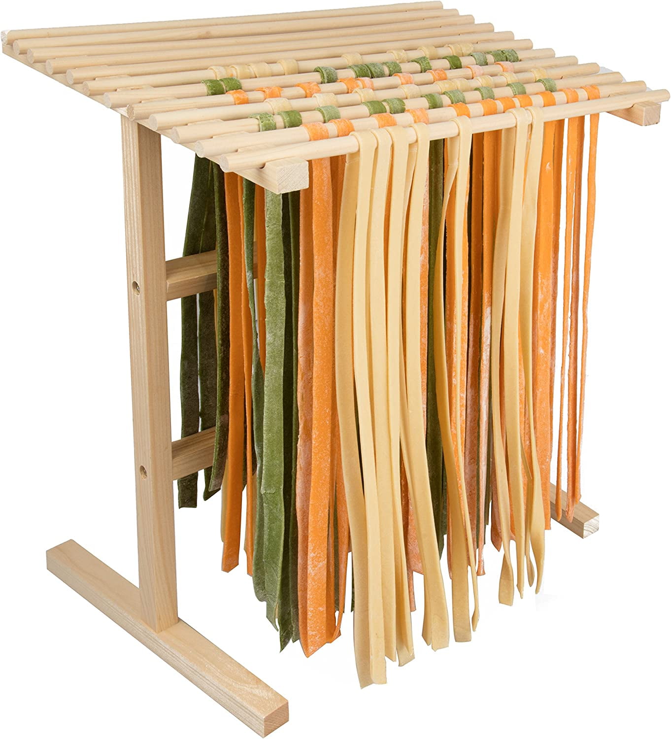 Tohuu Pasta Rack Wooden Noodle Fisherman Pasta Holder with 12 Arms
