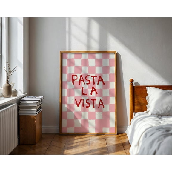 Pasta La Vista Checkered Kitchen Wall Art Home Decor