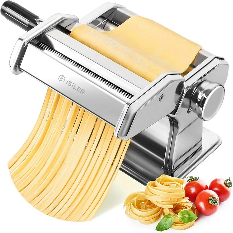 2 in 1 Pasta Maker with Pasta Rack, Lynndia Pasta Machine with 9 Dough  Rollers with Adjustable Thickness and 2 Blade Dough Cutters and Desktop  Fixing