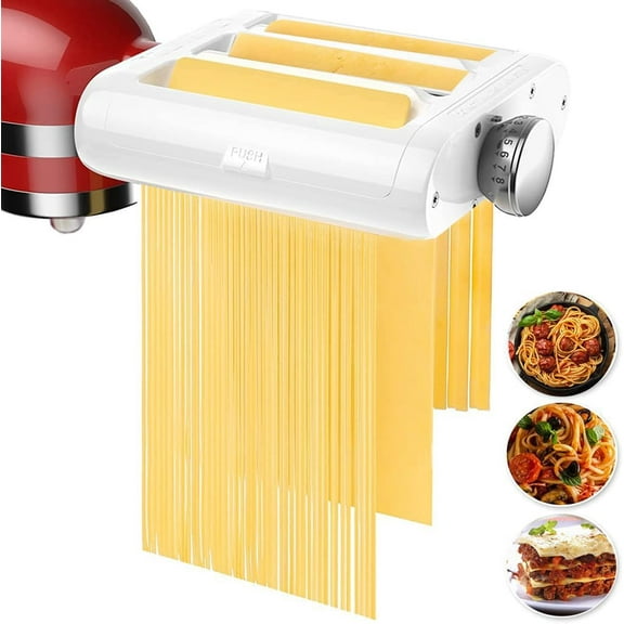 Pasta Maker Accessories Mixers 3 in 1 Set for KitchenAid Stand Mixer Attachments Include Pasta Roller, Spaghetti,Fettuccine Cutter, 8 Adjustable Thickness SettingsPasta Maker Attachment
