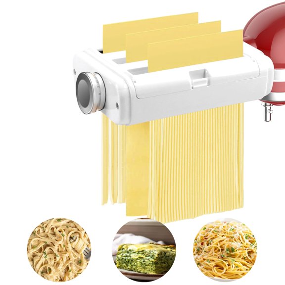 Pasta Maker Attachment 3 in 1 Set for KitchenAid Stand Mixers, 8 Adjustable Thickness Settings, Pasta Attachment Included Pasta Sheet Roller, Spaghetti Cutter and Fettuccine Cutter and Cleaning Brush