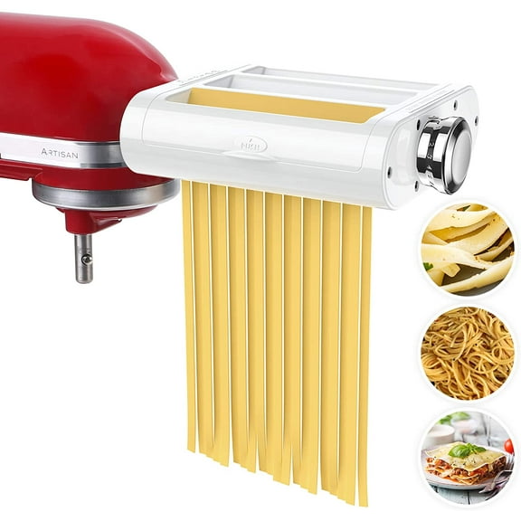Pasta Maker Attachment 3 in 1 Set for KitchenAid Stand Mixers Included Pasta Sheet Roller, Spaghetti Cutter, Fettuccine Cutter Maker Accessories and Cleaning Brush