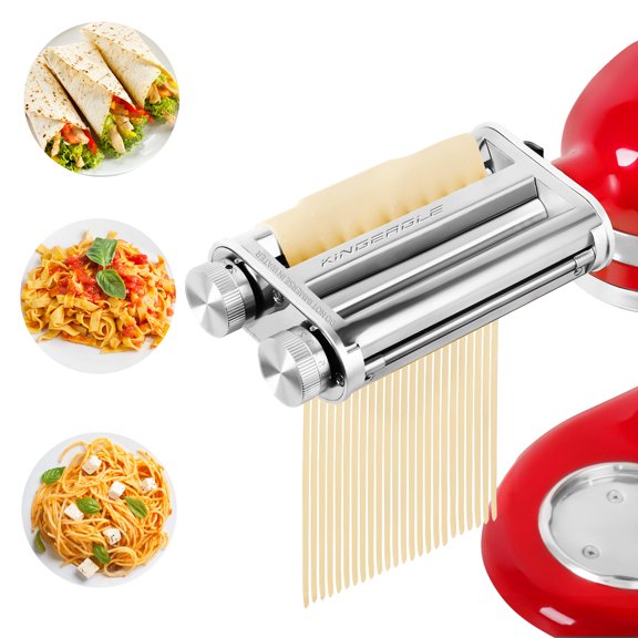 Pasta Maker Attachment for KitchenAid Mixers, Pasta Attachments 3 in 1 Set Included Dough Roller, Spaghetti and Fettuccine Cutters, Noodle Maker Accessory