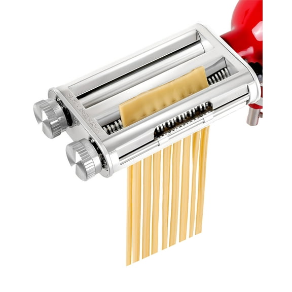 Pasta Maker Attachment for KitchenAid Stand Mixers, 3-in-1 Pasta Roller & Cutter Set with Spaghetti and Fettuccine Cutter Blades, Adjustable 8 Thickness Settings, Durable Metal Construction