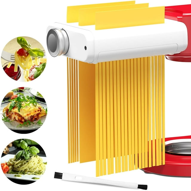 Pasta Maker Attachment for Kitchenaid/Cuisinart Stand Mixers, FDA Certified Noodle Maker- Pasta Roller Fettuccine Spaghetti Cutter 3 in 1, Pasta Roller and Cutter Set with Cleaning Brush