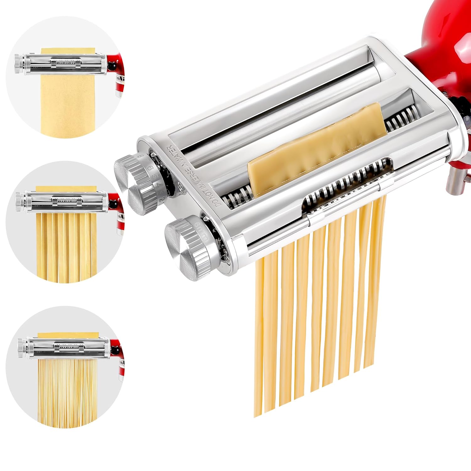 Gomen 3-in-1 Pasta Maker Attachment For KitchenAid Mixers - Stainless Steel Roller & Cutter Set - View #5