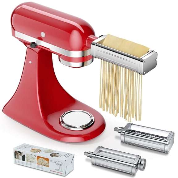 Pasta Maker Attachments Set for all KitchenAid Stand Mixer, including Pasta Sheet Roller, Spaghetti Cutter, Fettuccine Cutter, KSMPRA 3-Piece Pasta Roller & Cutter Set