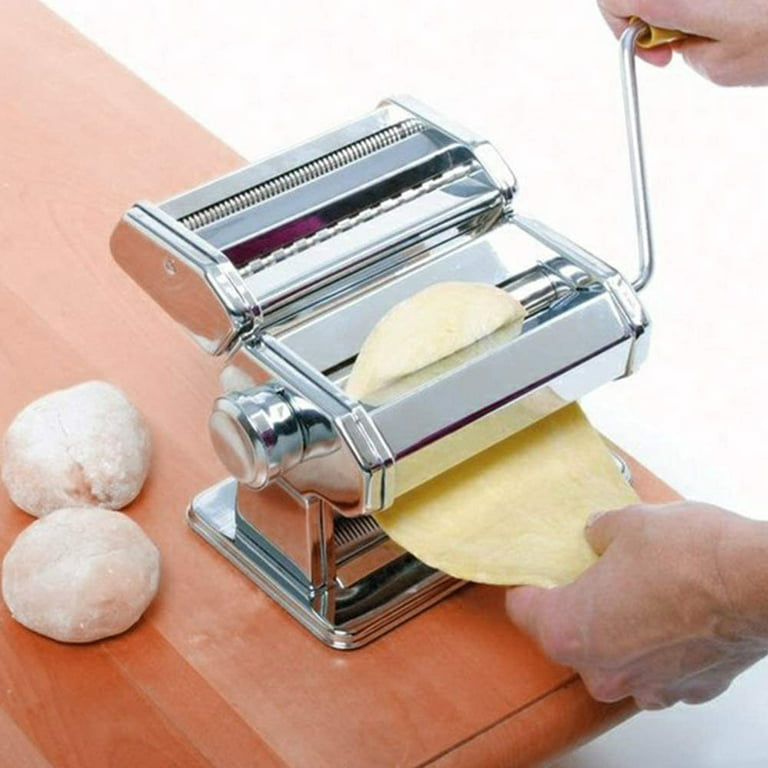 Pasta Maker Machine Stainless Steel Hand Crank Manual Pasta Roller Noodle Maker, Silver
