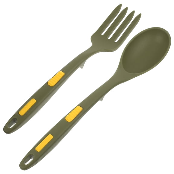 FENGGUIQU Flexible Silicone Fork and Spoon Set Green, Safe Cooking Utensils, , 1 Set