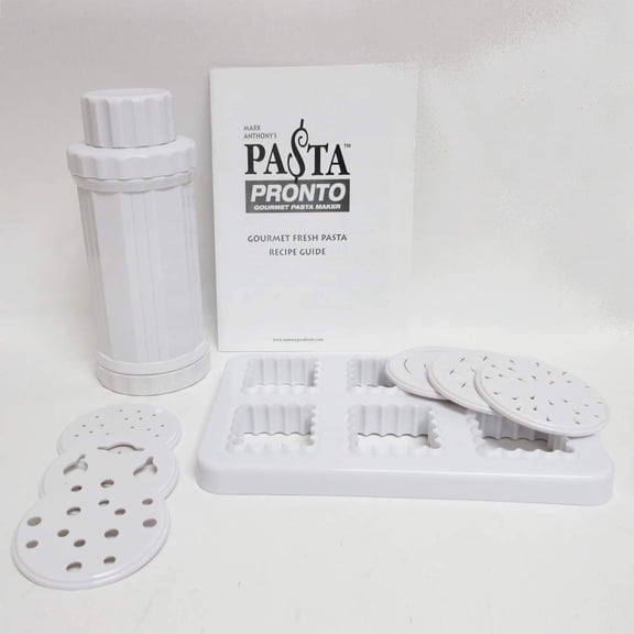 Pasta Pronto - Gourmet Pasta Maker Roller Machine Cutter - Homemade Spaghetti Noodle Ravioli - White