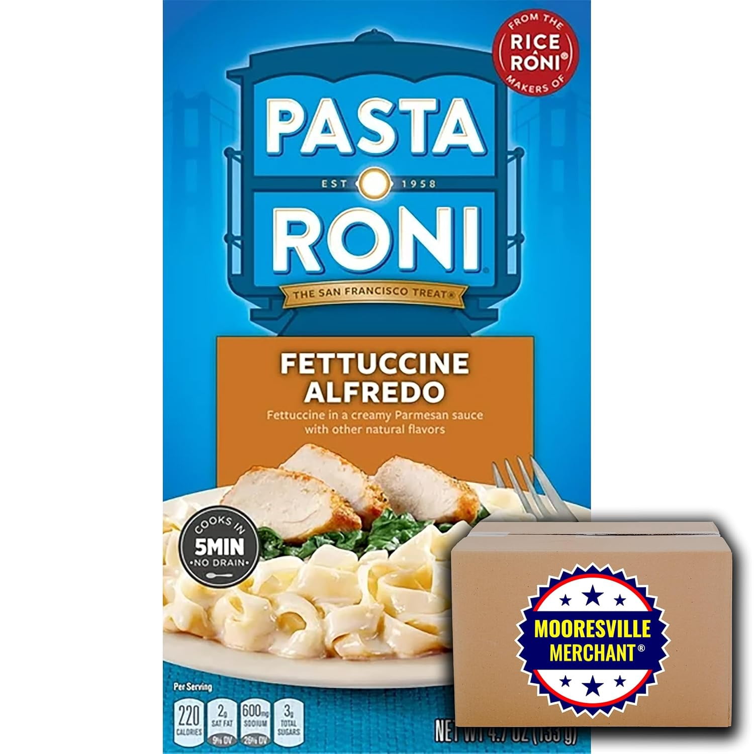 Pasta Roni Fettuccine Alfredo, 4.7 oz, 4 Boxes with Decal